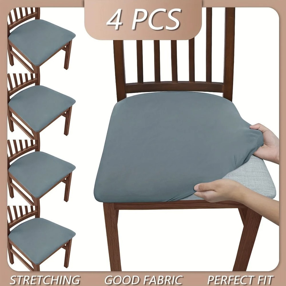 Solid Color Brushed High Elastic Chair Slipcovers 4