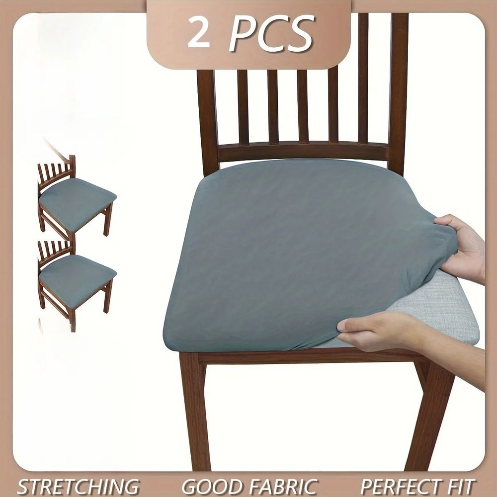 Solid Color Brushed High Elastic Chair Slipcovers 8