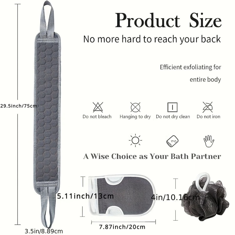 Exfoliating Body Scrubber Shower Set 3