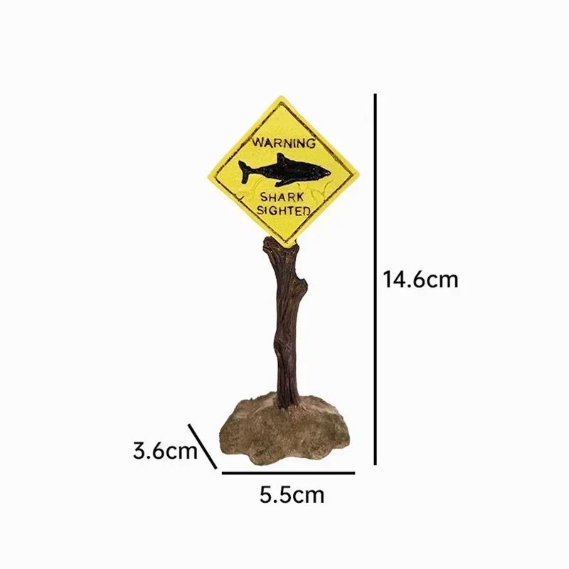 Resin Aquarium Shark Warning Sign Decoration 1