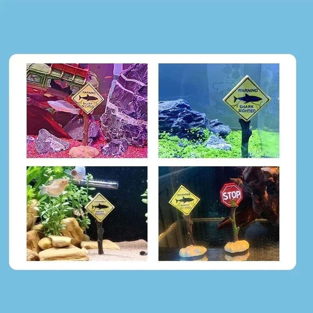 Resin Aquarium Shark Warning Sign Decoration 4