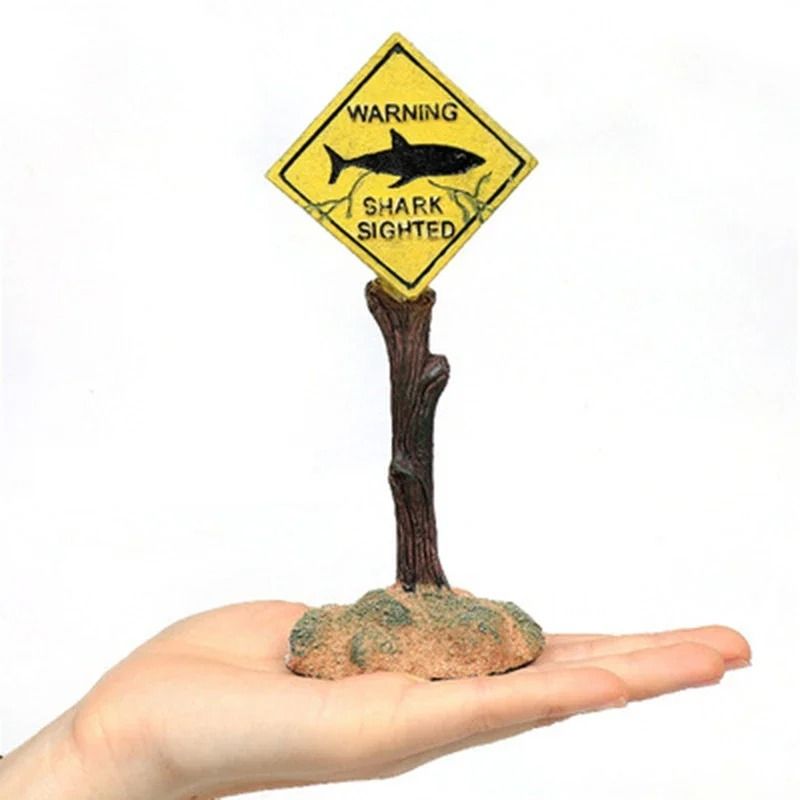Resin Aquarium Shark Warning Sign Decoration 6