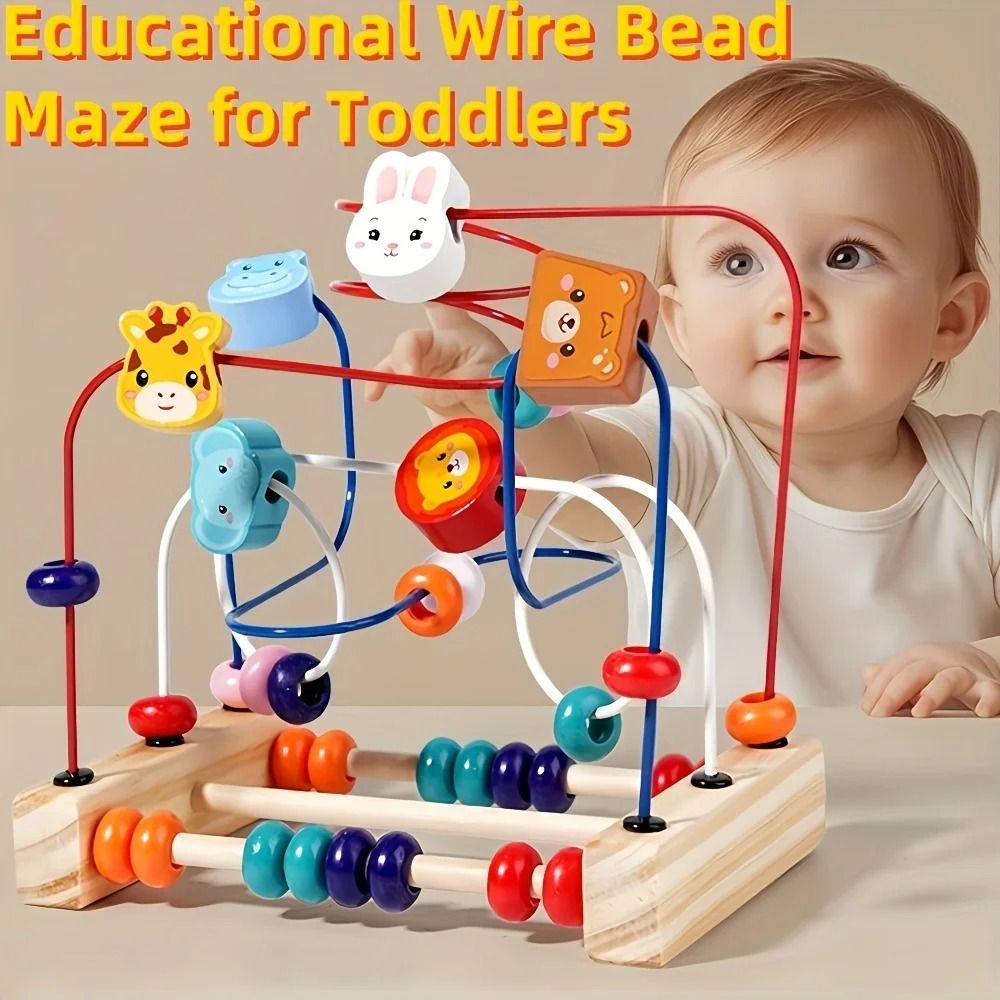 Wooden Bead Maze Puzzle Learning Toy 0