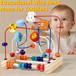 wooden bead maze puzzle & learning toy