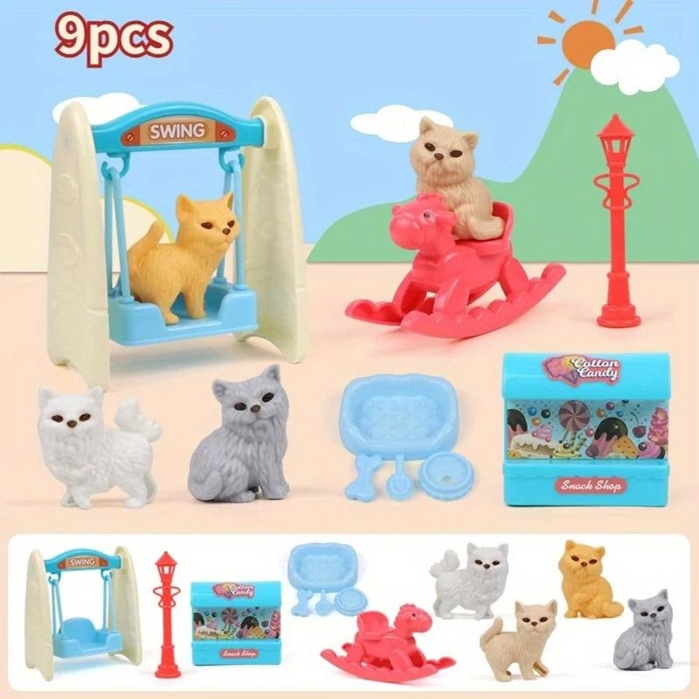 Mini Pet Puppy Cage Dog Doll Play Set 9