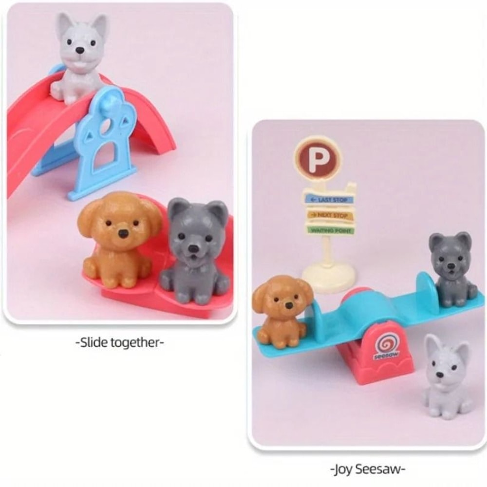 Mini Pet Puppy Cage Dog Doll Play Set 4