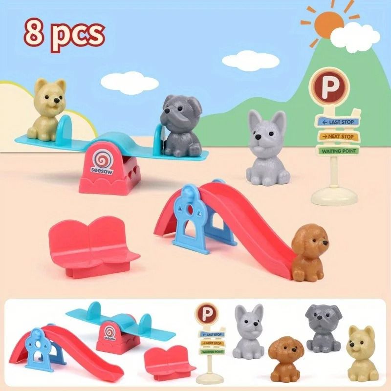 Mini Pet Puppy Cage Dog Doll Play Set 6