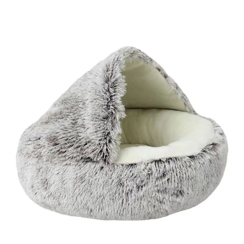 Plush Round Cat Bed With Cover 8