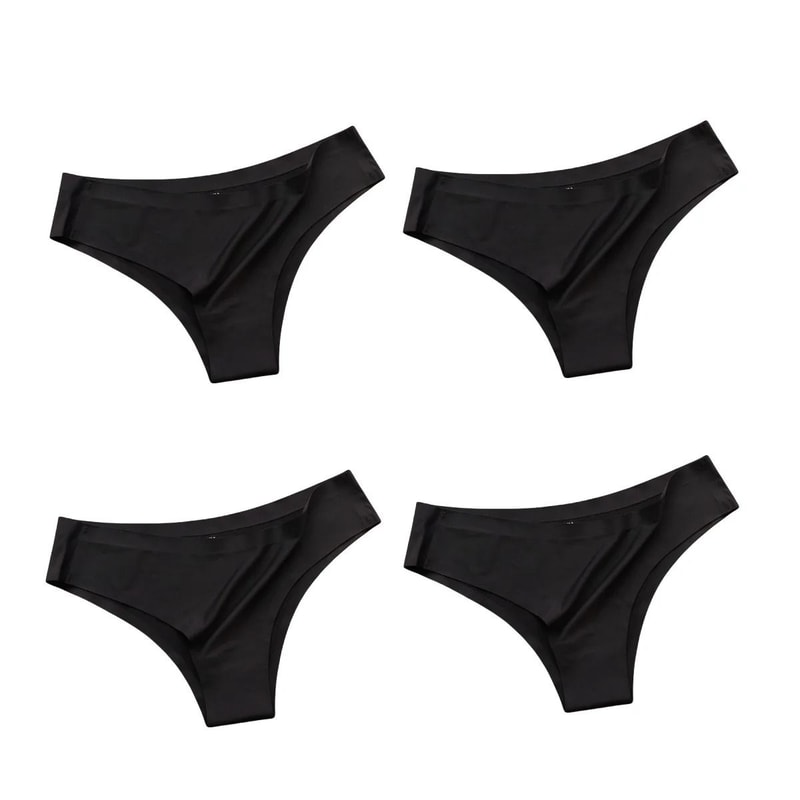Seamless Ice Silk Low Waist Thong Panties Set Of 4 7