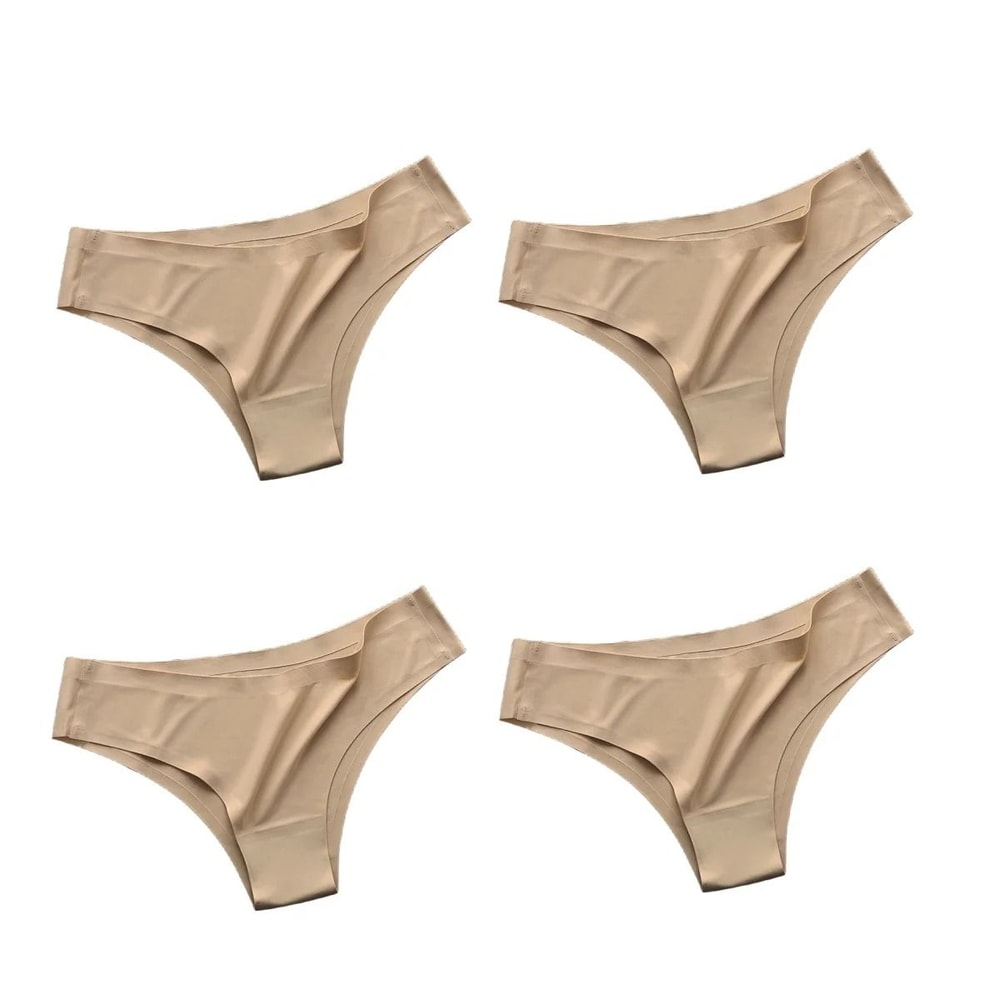 Seamless Ice Silk Low Waist Thong Panties Set Of 4 11