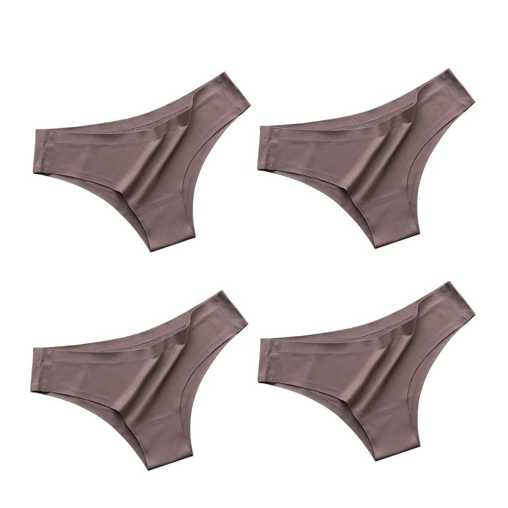 Seamless Ice Silk Low Waist Thong Panties Set Of 4 12