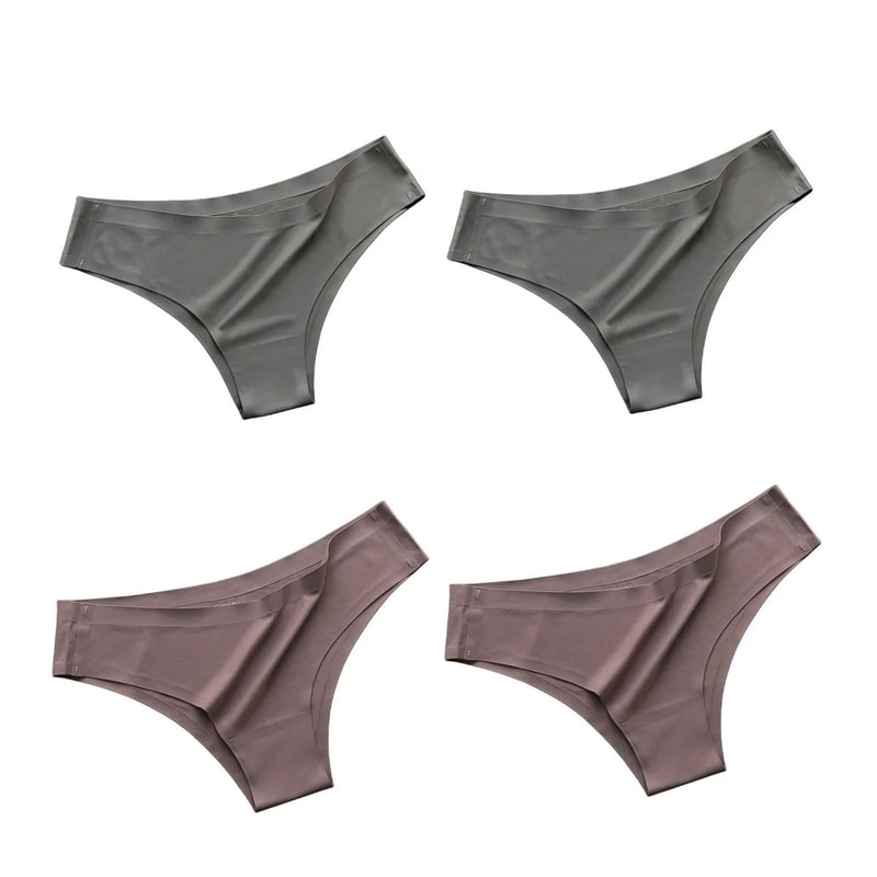 Seamless Ice Silk Low Waist Thong Panties Set Of 4 13