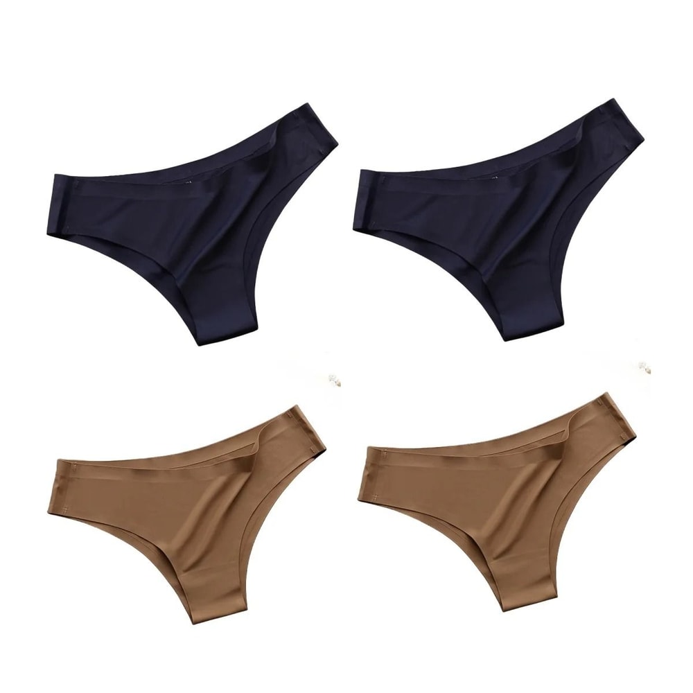 Seamless Ice Silk Low Waist Thong Panties Set Of 4 16