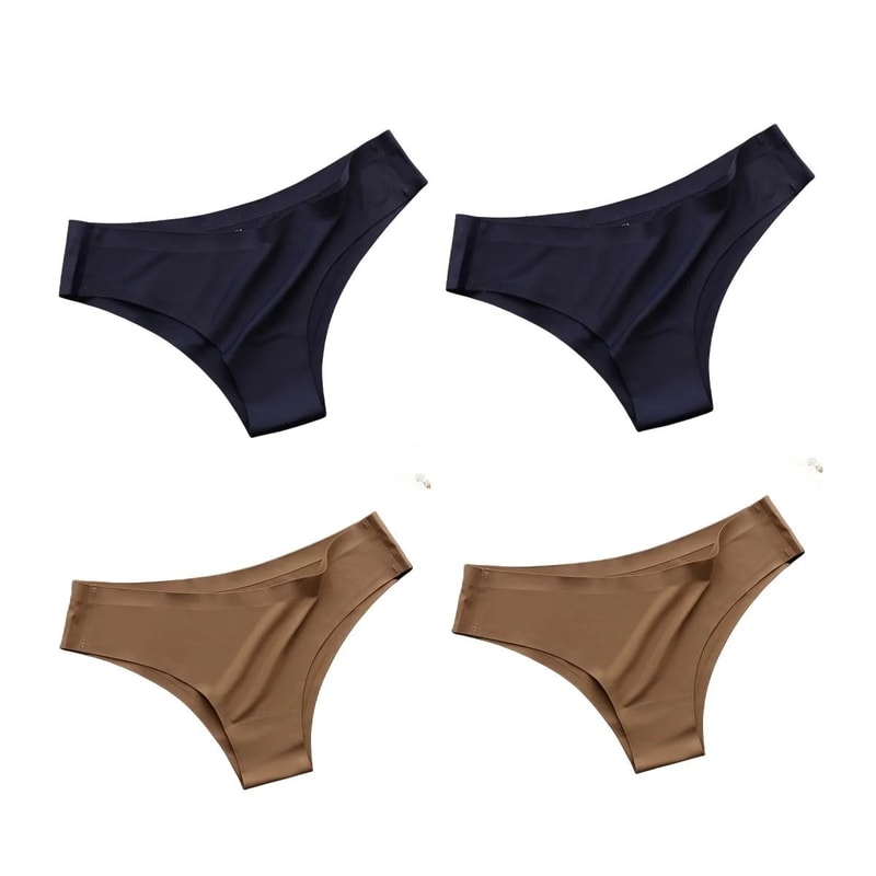 Seamless Ice Silk Low Waist Thong Panties Set Of 4 16