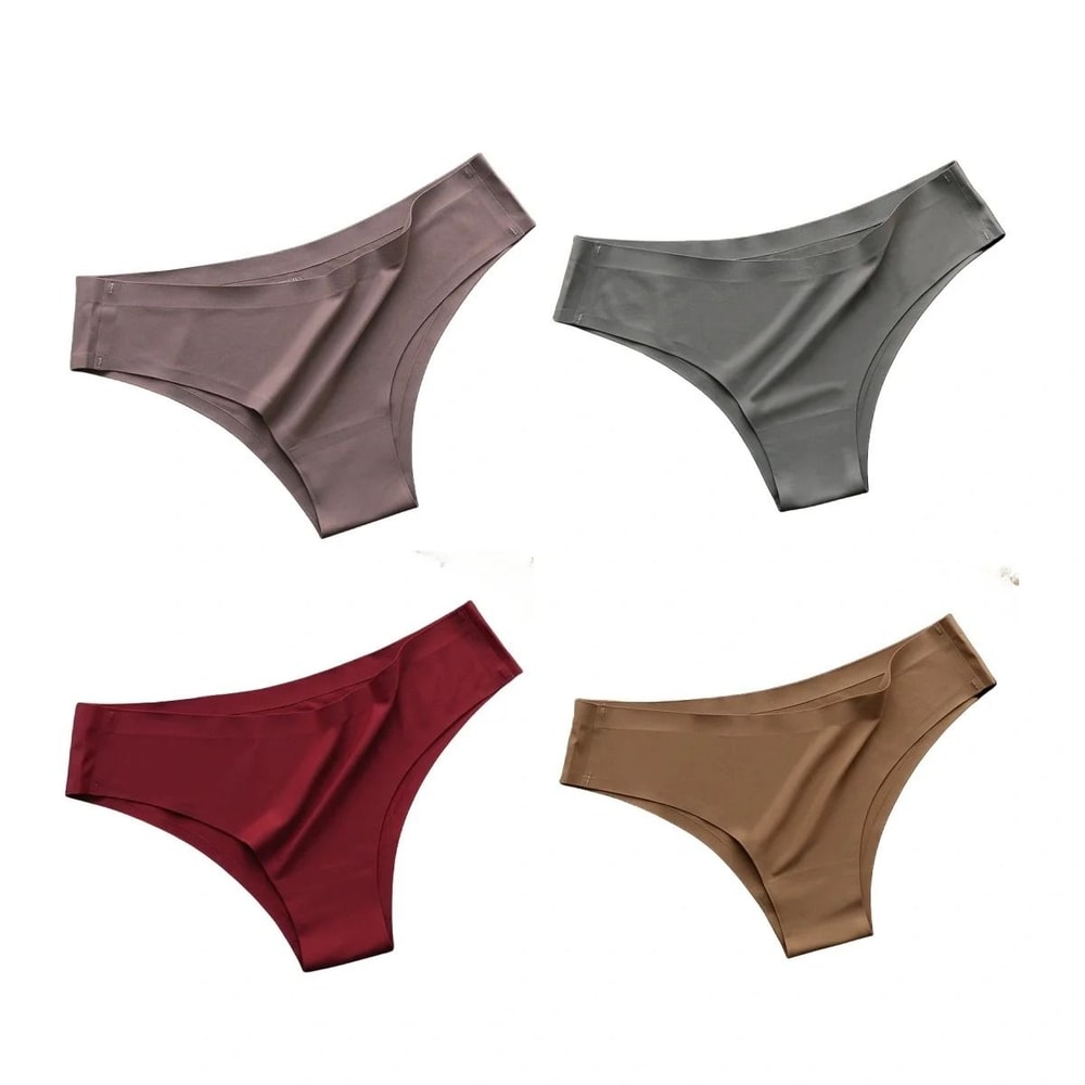 Seamless Ice Silk Low Waist Thong Panties Set Of 4 18