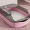 Semi Enclosed High Side Splashproof Cat Litter Box With Shield 10