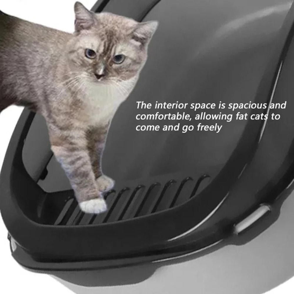 Semi Enclosed High Side Splashproof Cat Litter Box With Shield 4