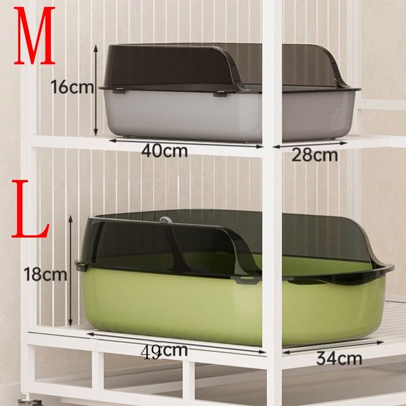 Semi Enclosed High Side Splashproof Cat Litter Box With Shield 5