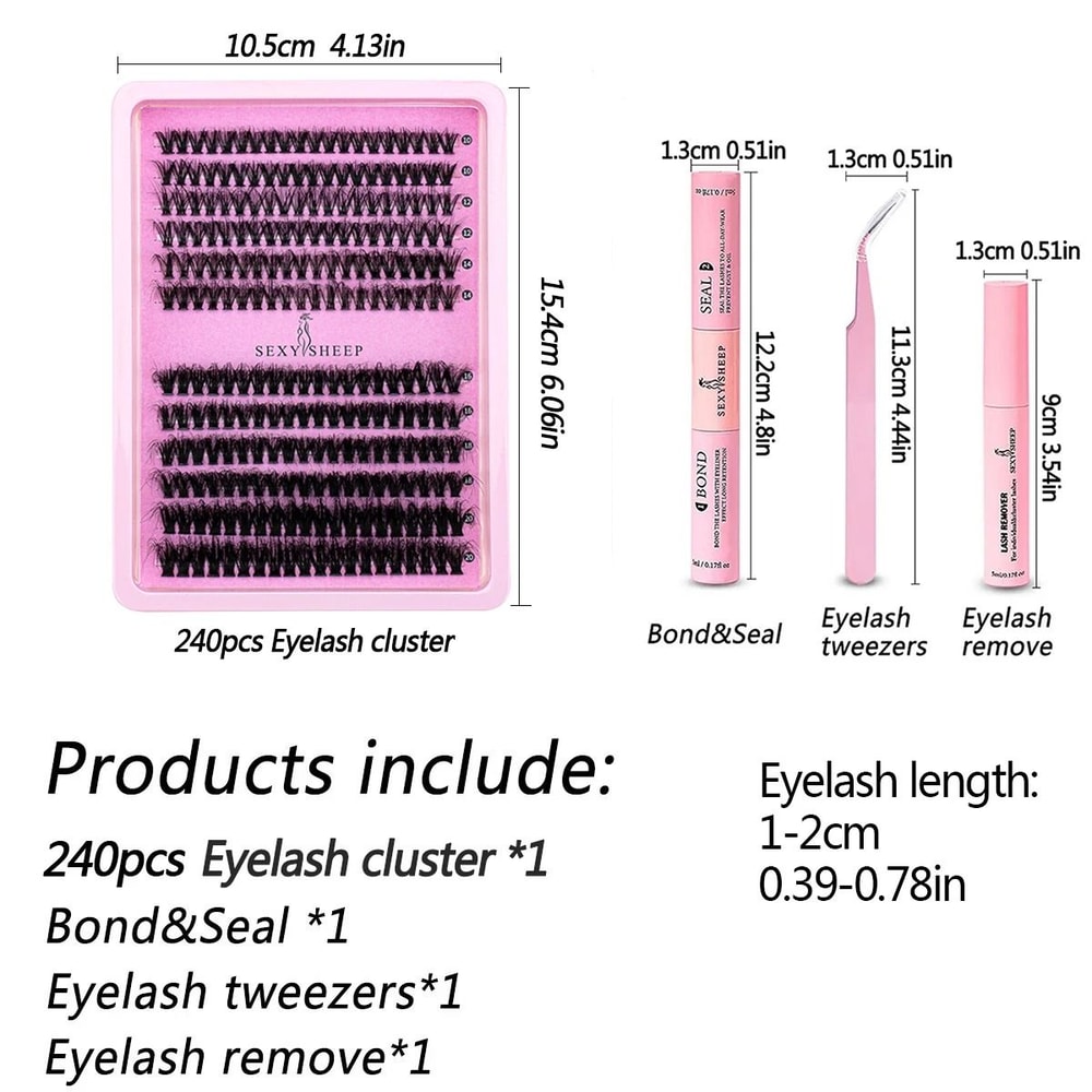 240pcs Professional DIY Lash Extension Kit Thick Fluffy Customizable 1