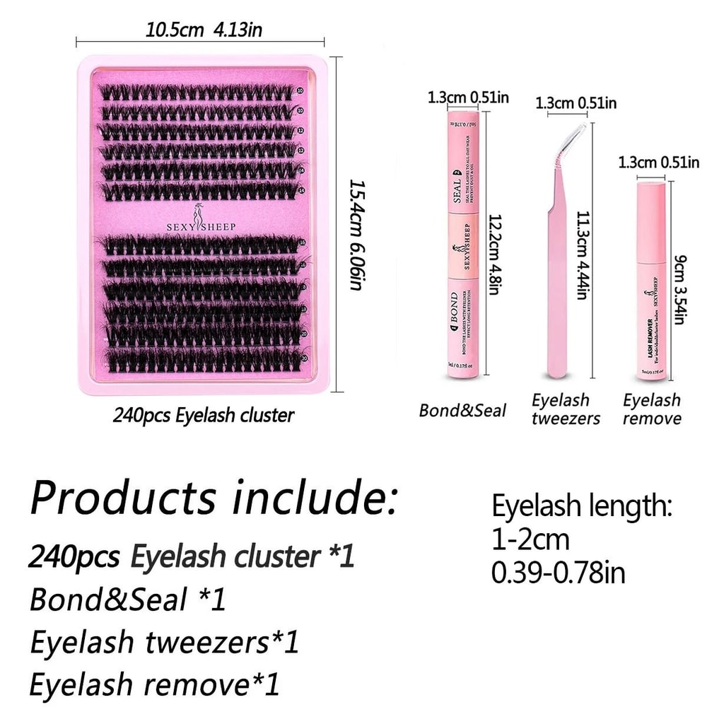 240pcs Professional DIY Lash Extension Kit Thick Fluffy Customizable 6