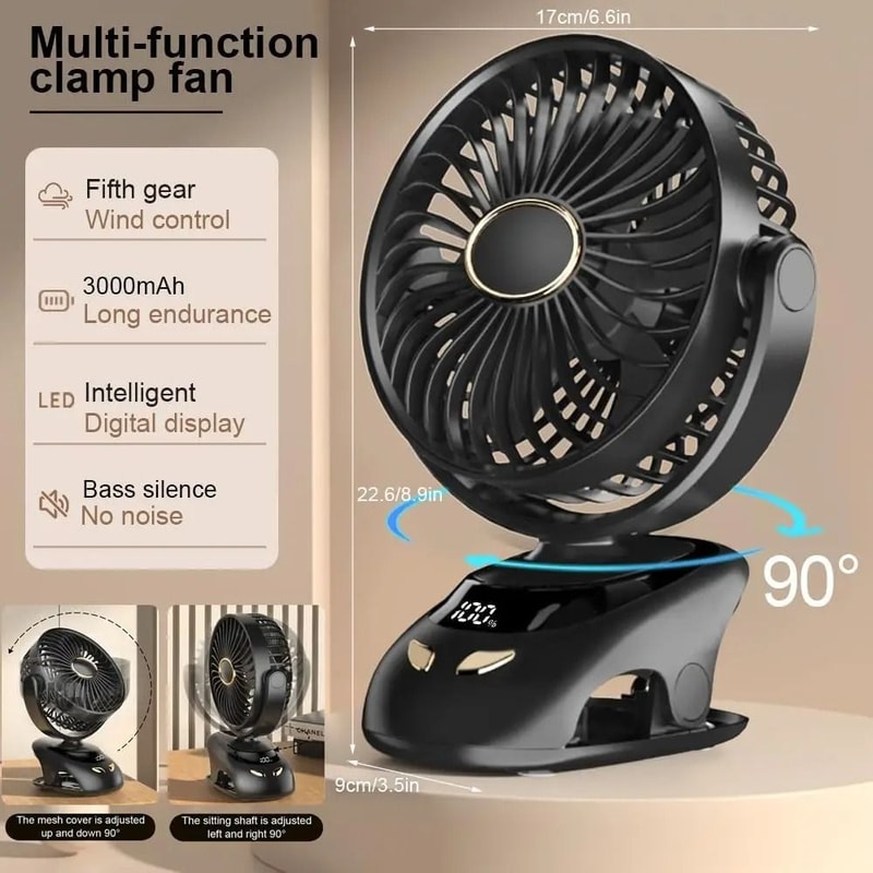Portable MultiSurface USB Clip Fan Versatile Personal Cooling 1