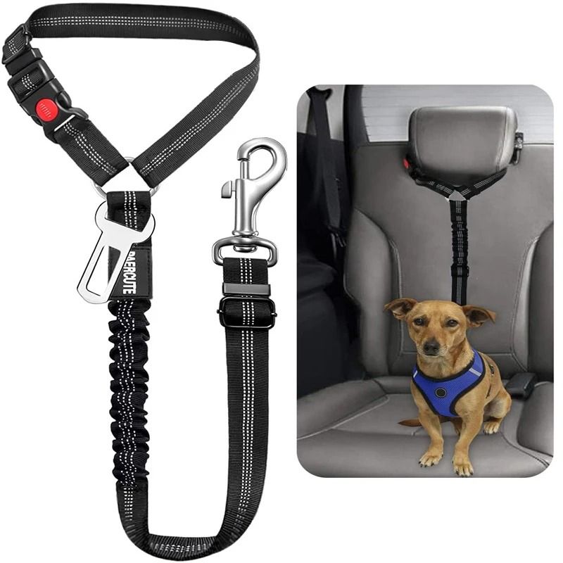 New Solid Twoinone Dog Harness Leash Adjustable Pet Backseat Safety Belt 0