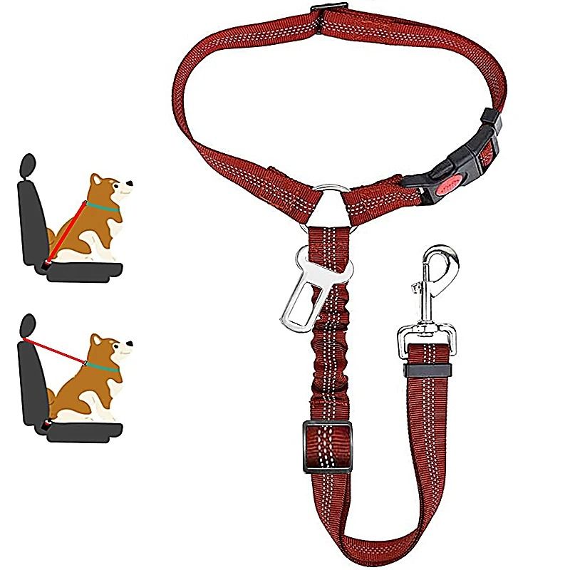 New Solid Twoinone Dog Harness Leash Adjustable Pet Backseat Safety Belt 9