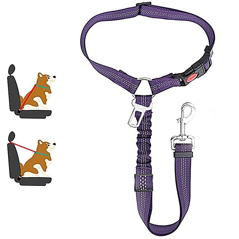 New Solid Twoinone Dog Harness Leash Adjustable Pet Backseat Safety Belt 10