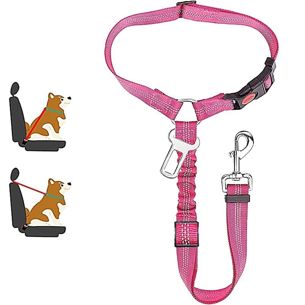 New Solid Twoinone Dog Harness Leash Adjustable Pet Backseat Safety Belt 11