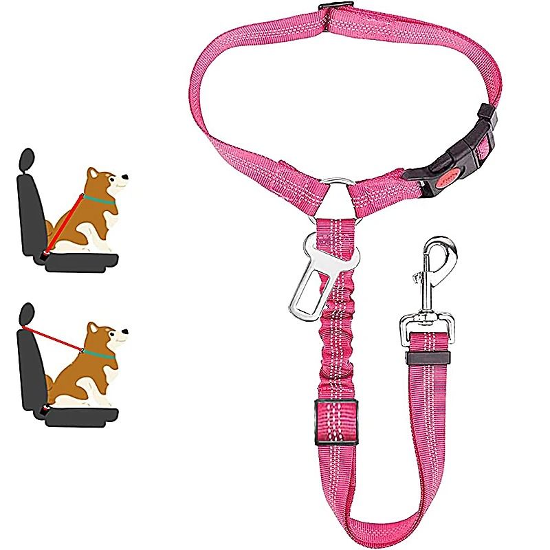 New Solid Twoinone Dog Harness Leash Adjustable Pet Backseat Safety Belt 11