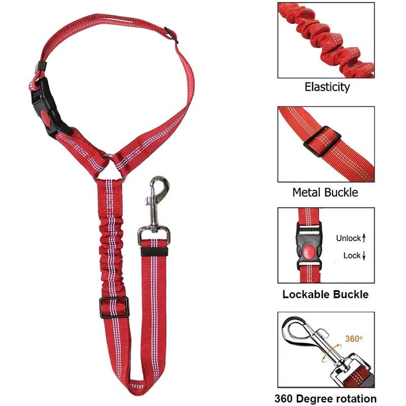 New Solid Twoinone Dog Harness Leash Adjustable Pet Backseat Safety Belt 1