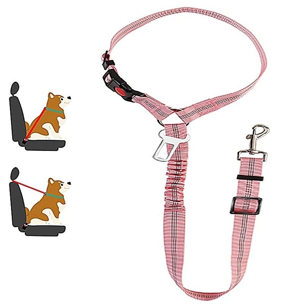 New Solid Twoinone Dog Harness Leash Adjustable Pet Backseat Safety Belt 6