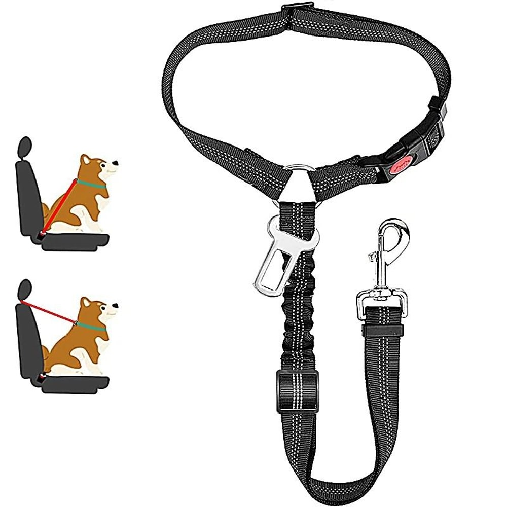 New Solid Twoinone Dog Harness Leash Adjustable Pet Backseat Safety Belt 7