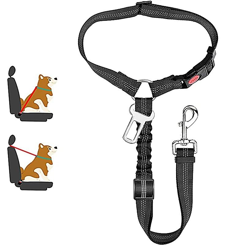 New Solid Twoinone Dog Harness Leash Adjustable Pet Backseat Safety Belt 7