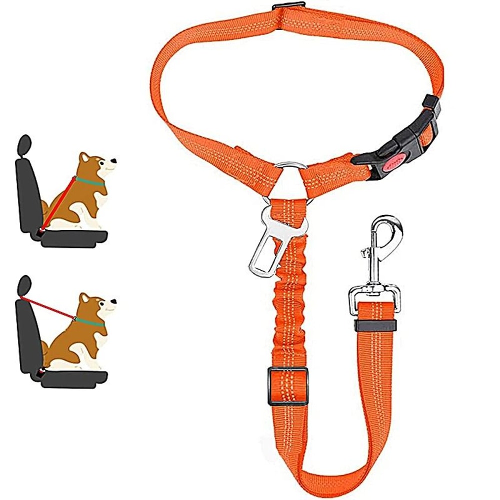 New Solid Twoinone Dog Harness Leash Adjustable Pet Backseat Safety Belt 14