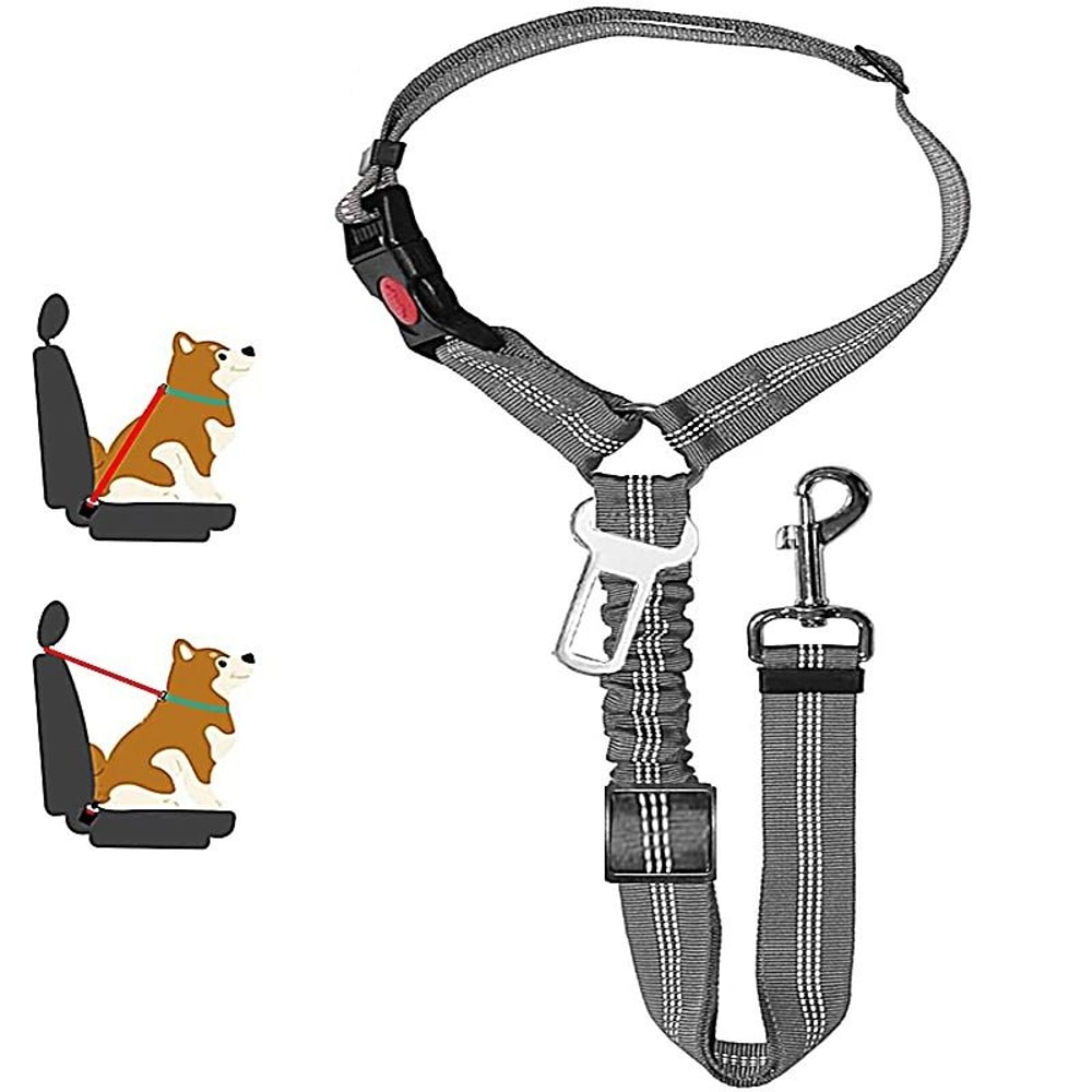 New Solid Twoinone Dog Harness Leash Adjustable Pet Backseat Safety Belt 15