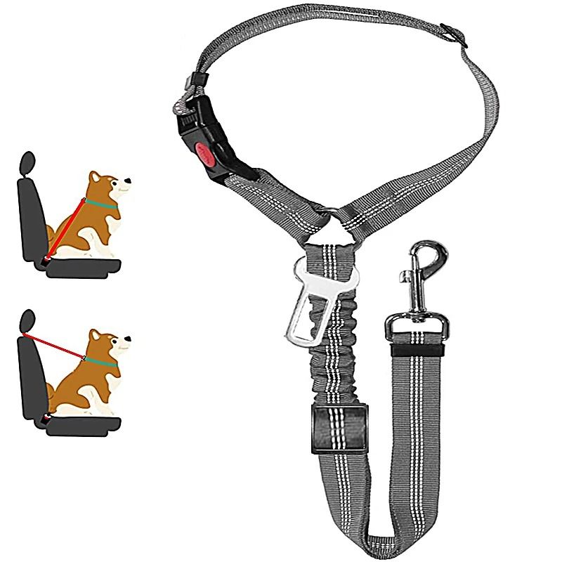 New Solid Twoinone Dog Harness Leash Adjustable Pet Backseat Safety Belt 15