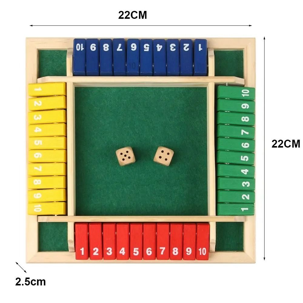 4Player Wooden Shut The Box Dice Game Classic Family And Pub Strategy Entertainment 11