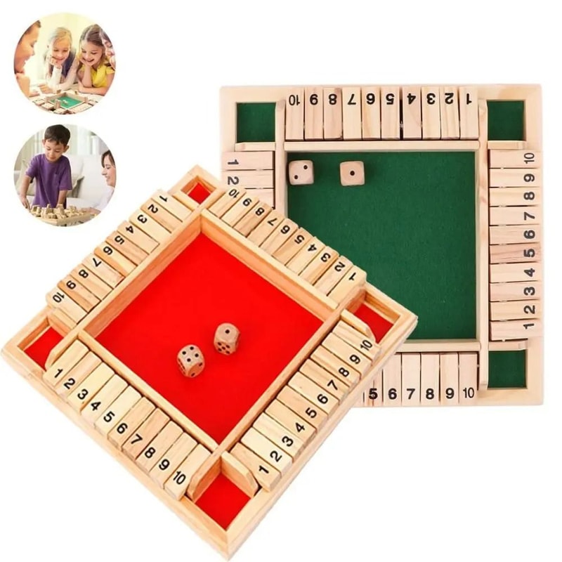 4Player Wooden Shut The Box Dice Game Classic Family And Pub Strategy Entertainment 1