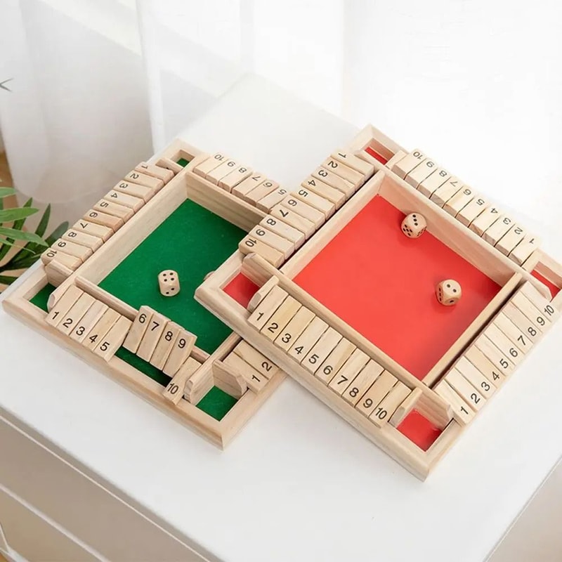 4Player Wooden Shut The Box Dice Game Classic Family And Pub Strategy Entertainment 2