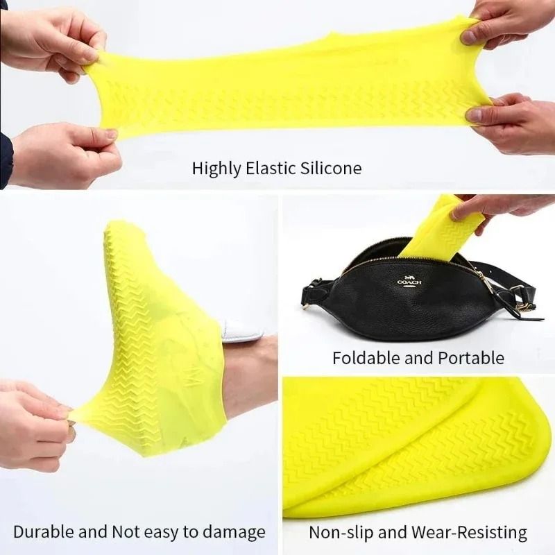 Waterproof NonSlip Silicone Rain Shoe Covers Portable Reusable Outdoor Protection 3