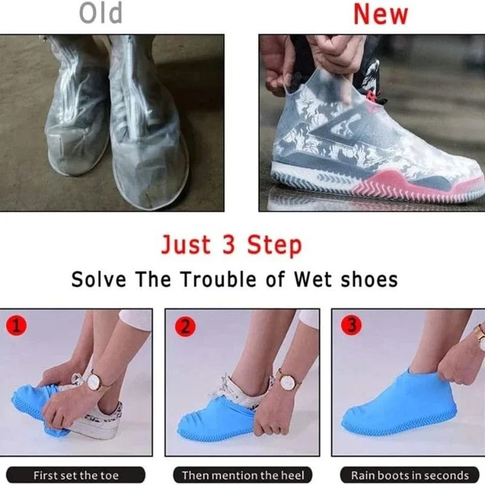 Waterproof NonSlip Silicone Rain Shoe Covers Portable Reusable Outdoor Protection 5