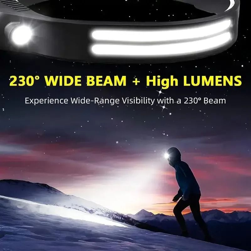 COB LED Induction Headlamp USB Rechargeable Sensor Flashlight 1