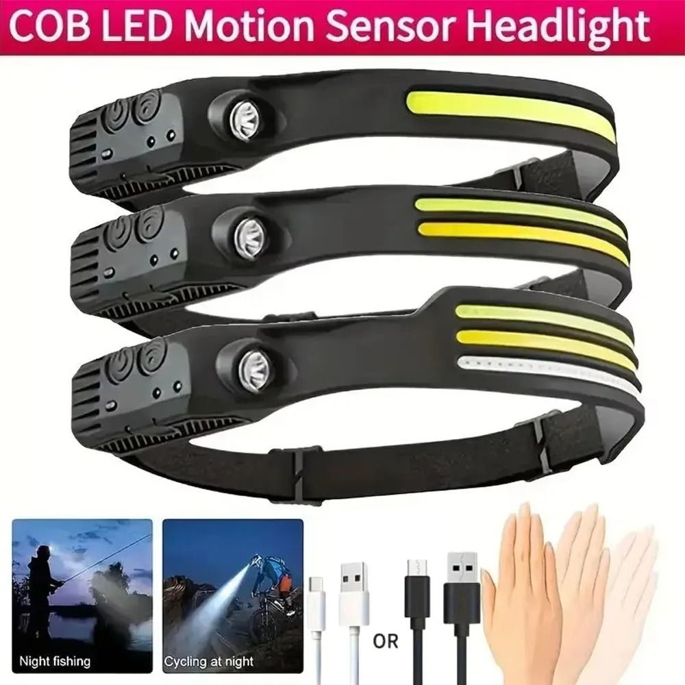 COB LED Induction Headlamp USB Rechargeable Sensor Flashlight 5