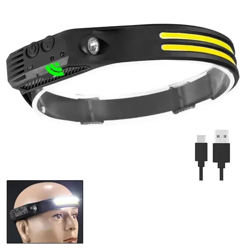 COB LED Induction Headlamp USB Rechargeable Sensor Flashlight 7