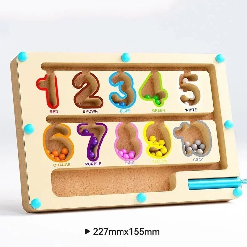 Montessori Magnetic Color Number Sorting Maze Wooden Sensory Activity Board 10