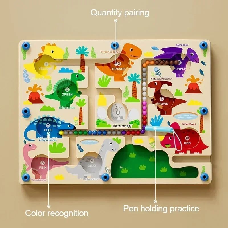 Montessori Magnetic Color Number Sorting Maze Wooden Sensory Activity Board 3