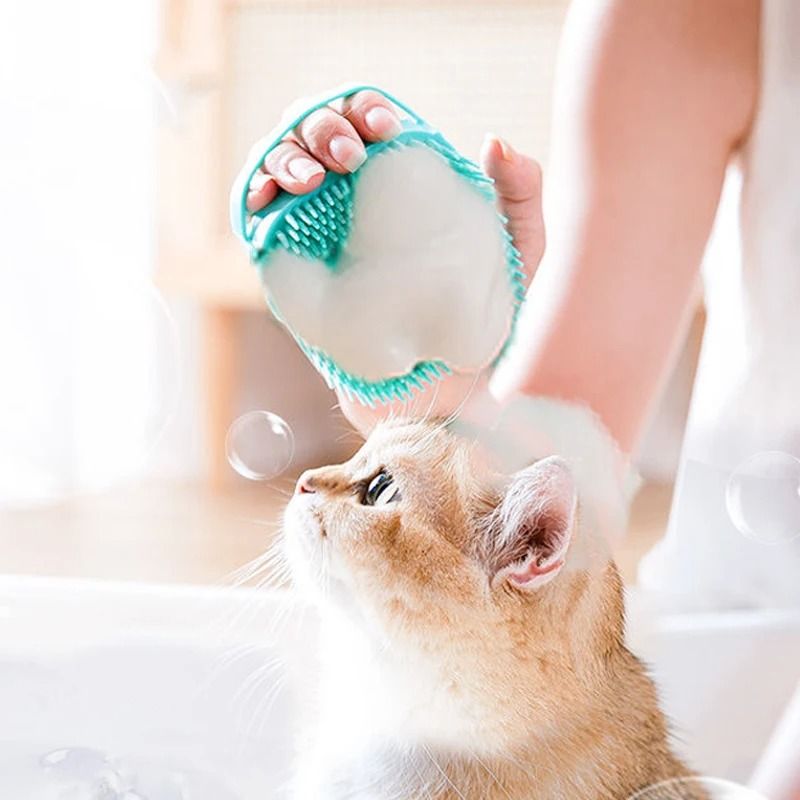 Soft Silicone Pet Bathing Brush Massaging Grooming Cleaning Tool 2