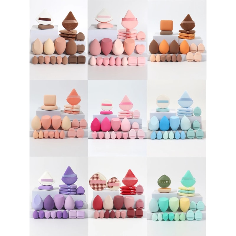 20Piece Pink Makeup Sponge Puff Set Professional Blending Setting Kit 0