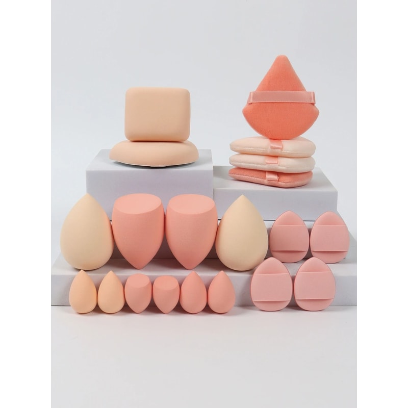 20Piece Pink Makeup Sponge Puff Set Professional Blending Setting Kit 2